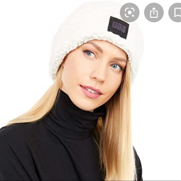 Women’s UGG SHERPA CUFF BEANIE IVORY O/S - Picture 1 of 7